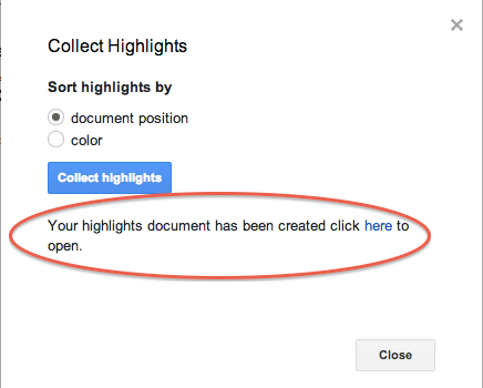 Collect highlights Screen