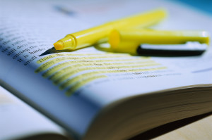 Highlighted section of book