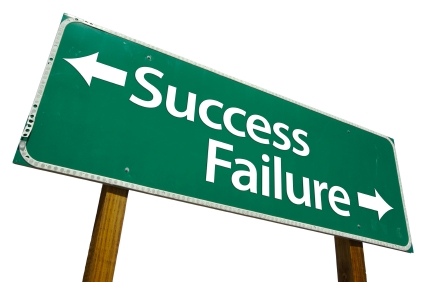 Road sign with Success and Failure written on it