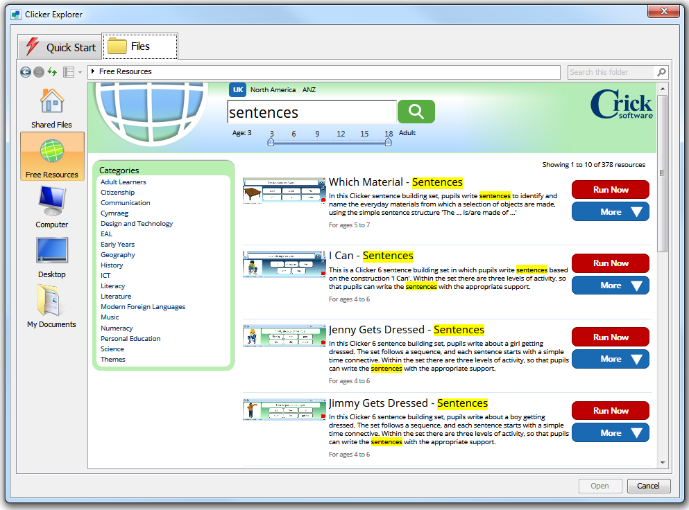 LearningGrids search for "sentences" resources